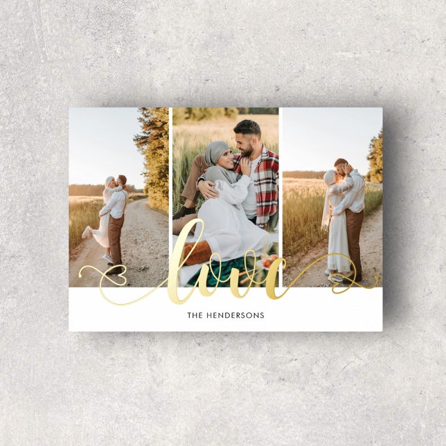 Love Heart Calligraphy 3 Photo White Foil Prints (Creator Uploaded)