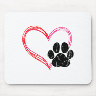 Love Heart Cat Dog Paw Print, Pet Gifts For Valent Mouse Mat