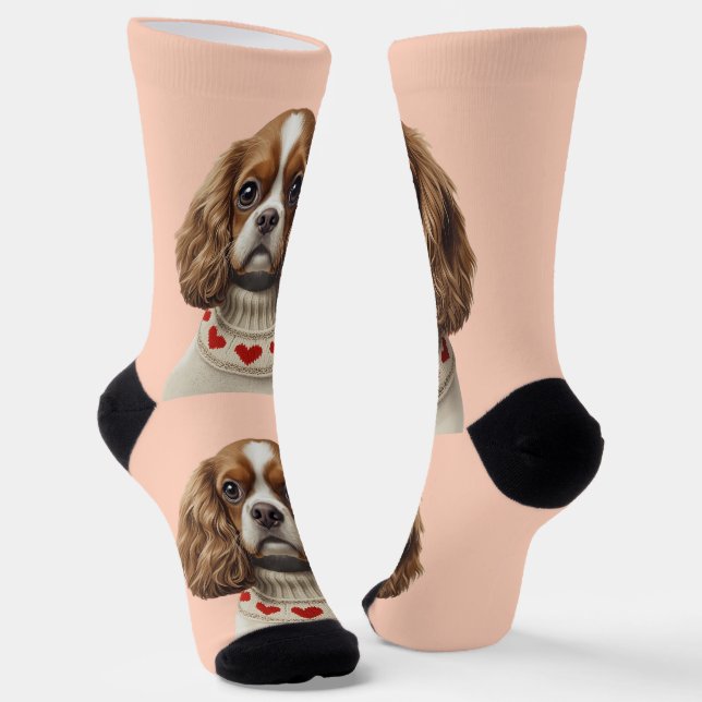 Love Heart cavalier Socks (Angled)