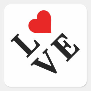 LOVE Heart Classic Simple Elegant Square Sticker