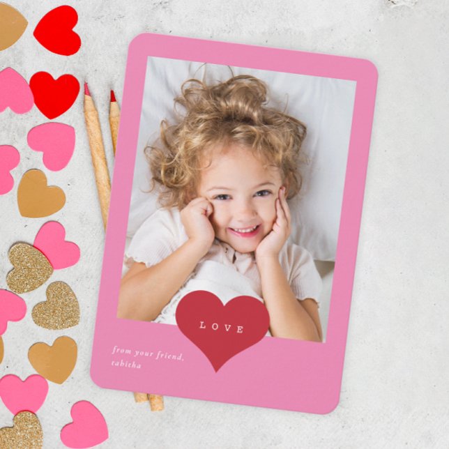 Love Heart Classroom Photo Valentines Day Thank Yo You Card (Creator Uploaded)