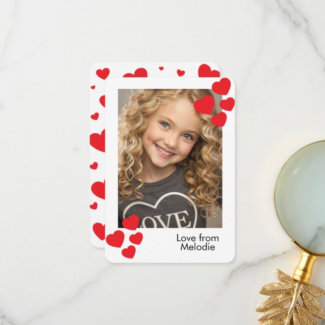 Love Heart Classroom Photo Valentines Day  Thank You Card (Front/Back In Situ)