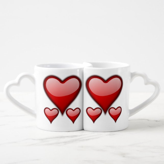 Love Heart Coffee Mug Set (Front Nesting)