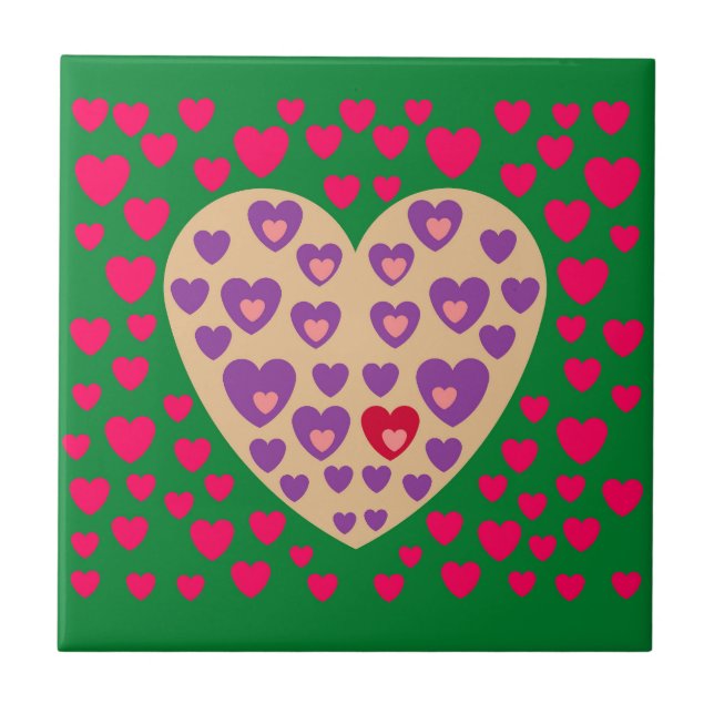 LOVE HEART COLOURFULL  CERAMIC TILE (Front)