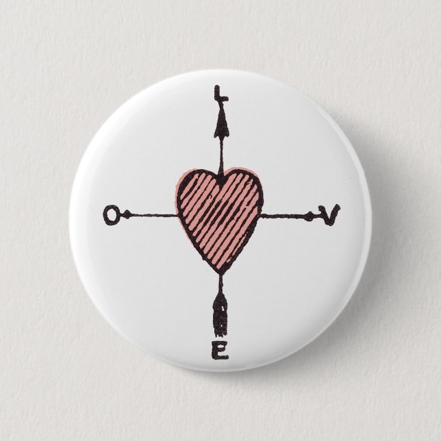 Love Heart Compass Button (Front)