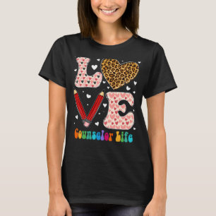 Love Heart Counsellor Life Leopard Plaid Red Valen T-Shirt