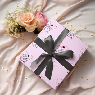 Love Heart Couple Wedding Wrapping Paper