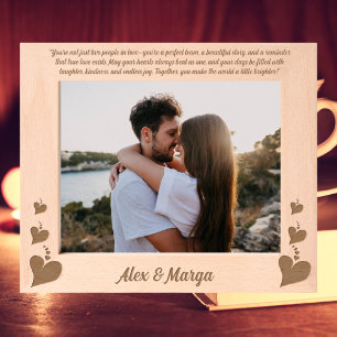 Love Heart Couples Anniversary Gift Wooden Etched Frames