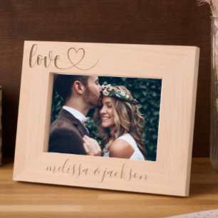 Love Heart Couples Names Etched Frames