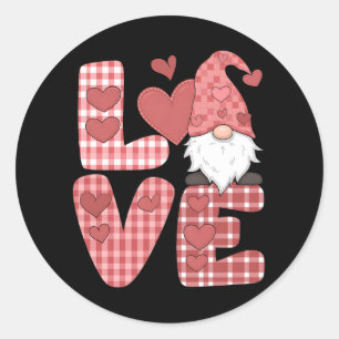 Love Heart Cute Gnome Valentine's Day Classic Round Sticker