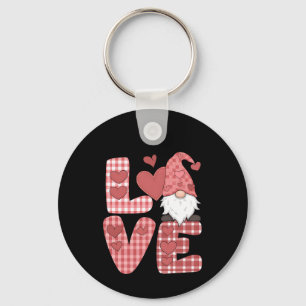 Love Heart Cute Gnome Valentine's Day Key Ring