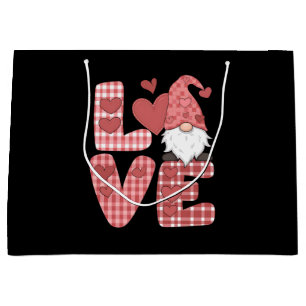 Love Heart Cute Gnome Valentine's Day Large Gift Bag