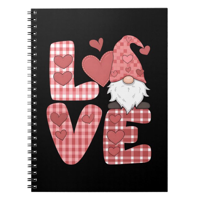 Love Heart Cute Gnome Valentine's Day Notebook (Front)