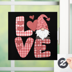 Love Heart Cute Gnome Valentine's Day Window Cling