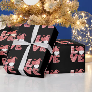 Love Heart Cute Gnome Valentine's Day Wrapping Paper
