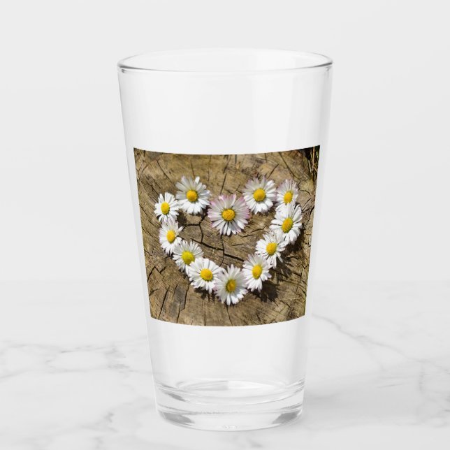 Love Heart Daisies Glass (Front)