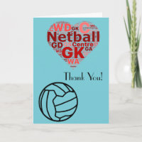 Love Heart Design Netball Thank You