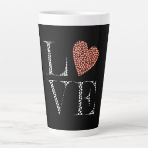 Love Heart Design – Red Gradient Heart on Black Latte Mug