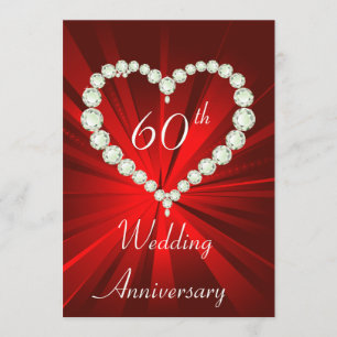 Love Heart Diamond Anniversary Party Invitation