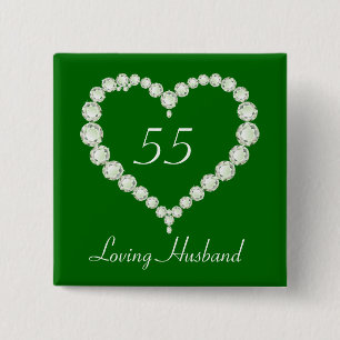 Love Heart Diamond Emerald Anniversary 15 Cm Square Badge