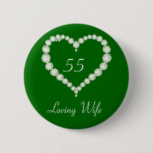 Love Heart Diamond Emerald Anniversary 6 Cm Round Badge
