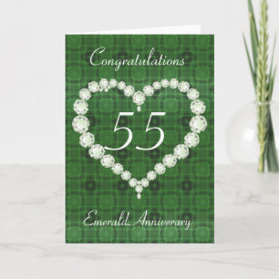 Love Heart Diamond Emerald Anniversary Card