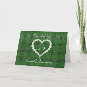 Love Heart Diamond Emerald Anniversary Card