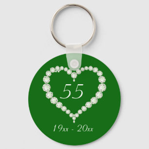 Love Heart Diamond Emerald Anniversary Key Ring