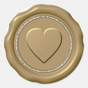 *~* Love Heart Diamond GOLD Wax Seal Stickers