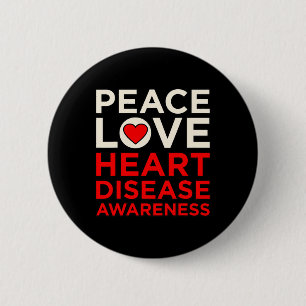 Love Heart Disease Awareness Survivor Graphic 6 Cm Round Badge