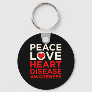 Love Heart Disease Awareness Survivor Graphic Key Ring