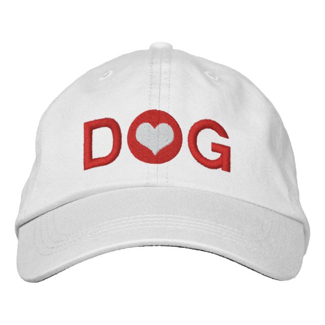 Love Heart Dog Embroidered Hat (Front)