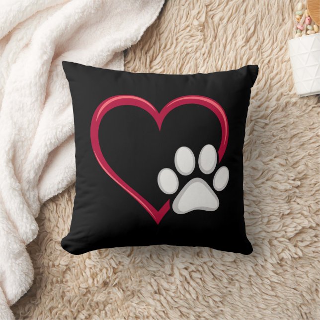 Love Heart Dog Paw Valentine's Day Dog Lover Cushion (Blanket)