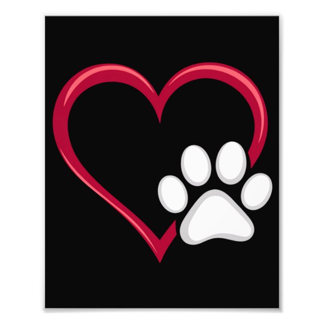 Love Heart Dog Paw Valentine's Day Dog Lover Photo Print (Front)