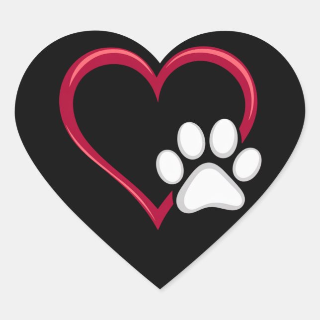 Love Heart Dog Paw Valentine's Day Dog Lover Sticker (Front)