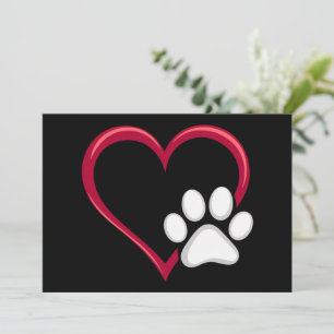 Love Heart Dog Paw Valentine's Day Dog Lover Thank You Card