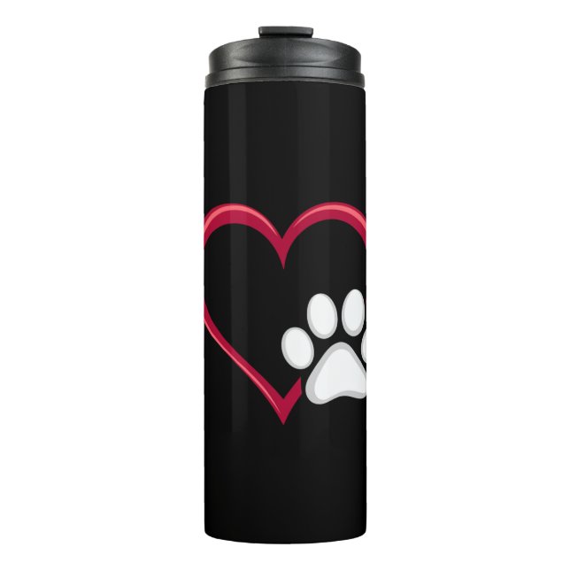 Love Heart Dog Paw Valentine's Day Dog Lover Thermal Tumbler (Front)