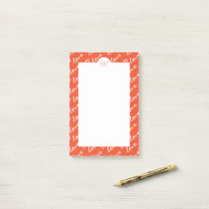 Love & Heart Doodles With Monogram Post-it Notes