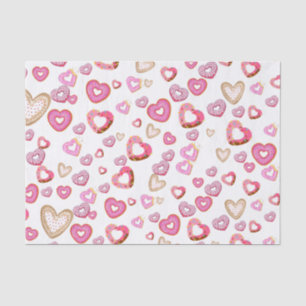 Love heart doughnuts sweet pastry pink valentine tissue paper