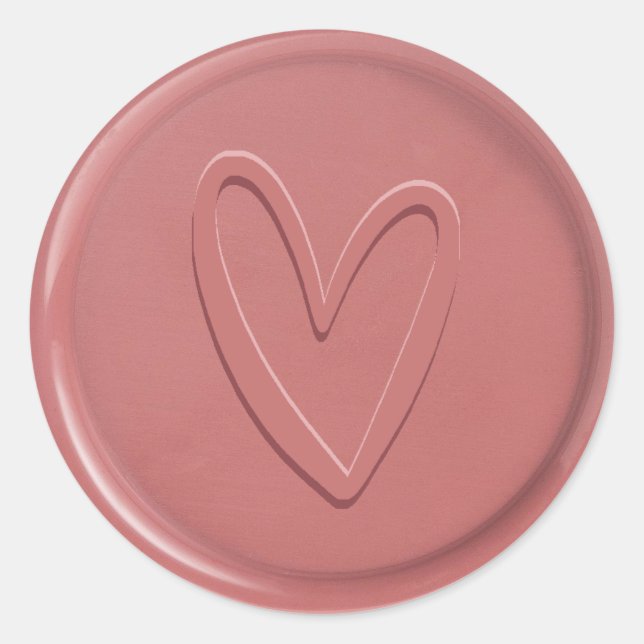 Love Heart Dusty Rose Wax Seal Sticker (Front)
