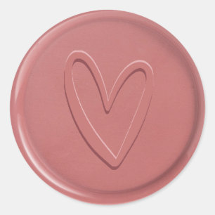 Love Heart Dusty Rose Wax Seal Sticker