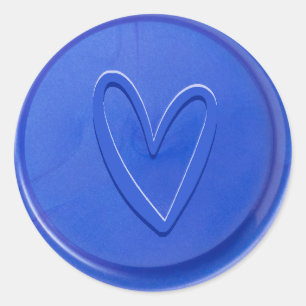 Love Heart Electric Blue Wax Seal Sticker