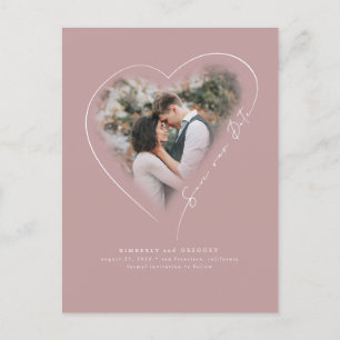 Love Heart Elegant Minimal Save The Date Photo Announcement Postcard