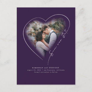 Love Heart Elegant Minimal Save The Date Photo Announcement Postcard