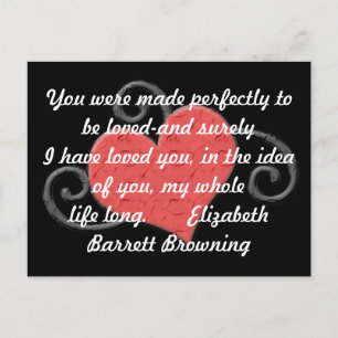 Love Heart Elizabeth Browning Quote Postcard
