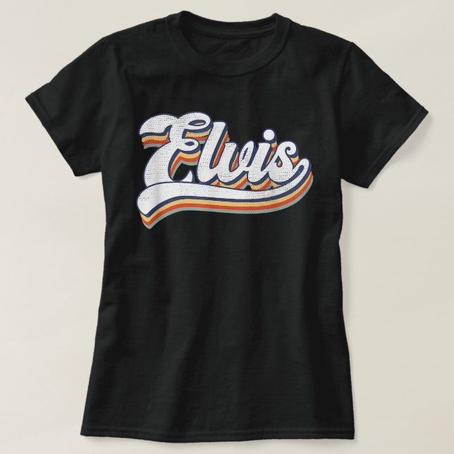 Love Heart Elvis Name Personalised GrungeVintage S T-Shirt (Design Front)