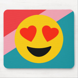 Love Heart Emoji On Stripes Mousepad