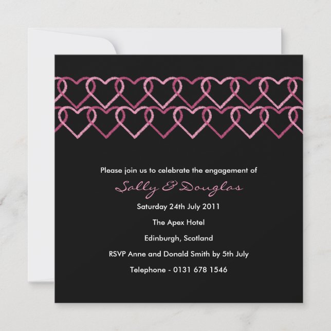 Love Heart Engagement Invitation - black (Front)