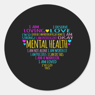 Love Heart Facts Mental Health Awareness Supporter Classic Round Sticker