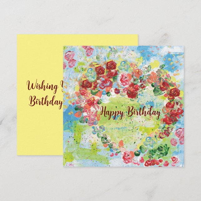 Love Heart Flat Greetings Card (Front/Back)